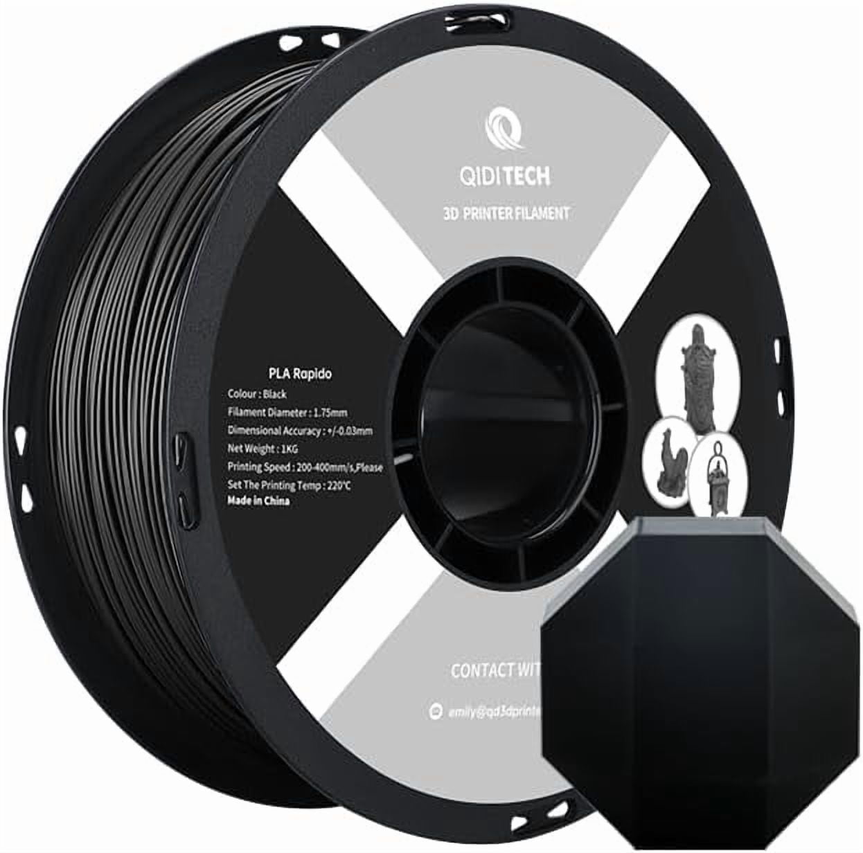 PLA Filament 1.75mm, 3D Printer Filament PLA Rapido, Suitable for High Speed Printing, 3D Printing Filament Fit Most FDM 3D Printers, 1 KG Spool (2.2lbs), Black