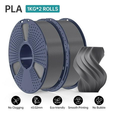 PLA Filament 1.75mm, SUNLU 3D Printer PLA Filament Bundle, PLA Filament 1kg per Spool, Neatly Wound PLA 2KG Gray