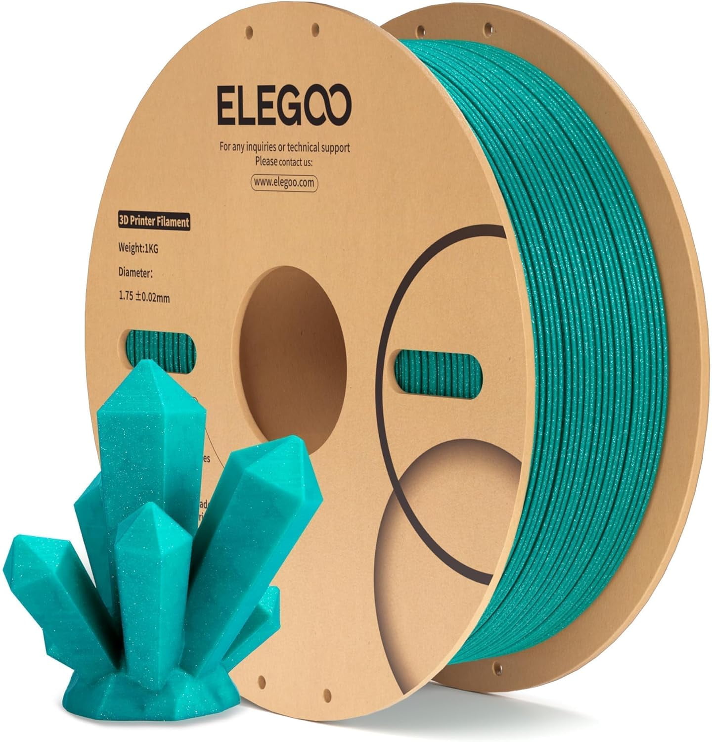 PLA Filament 1.75mm Sparkle Turquoise 1KG, Glitter Twinkling 3D Printer Filament Dimensional Accuracy +/- 0.02mm, 1kg Spool(2.2lbs) Fits for Most FDM 3D Printers