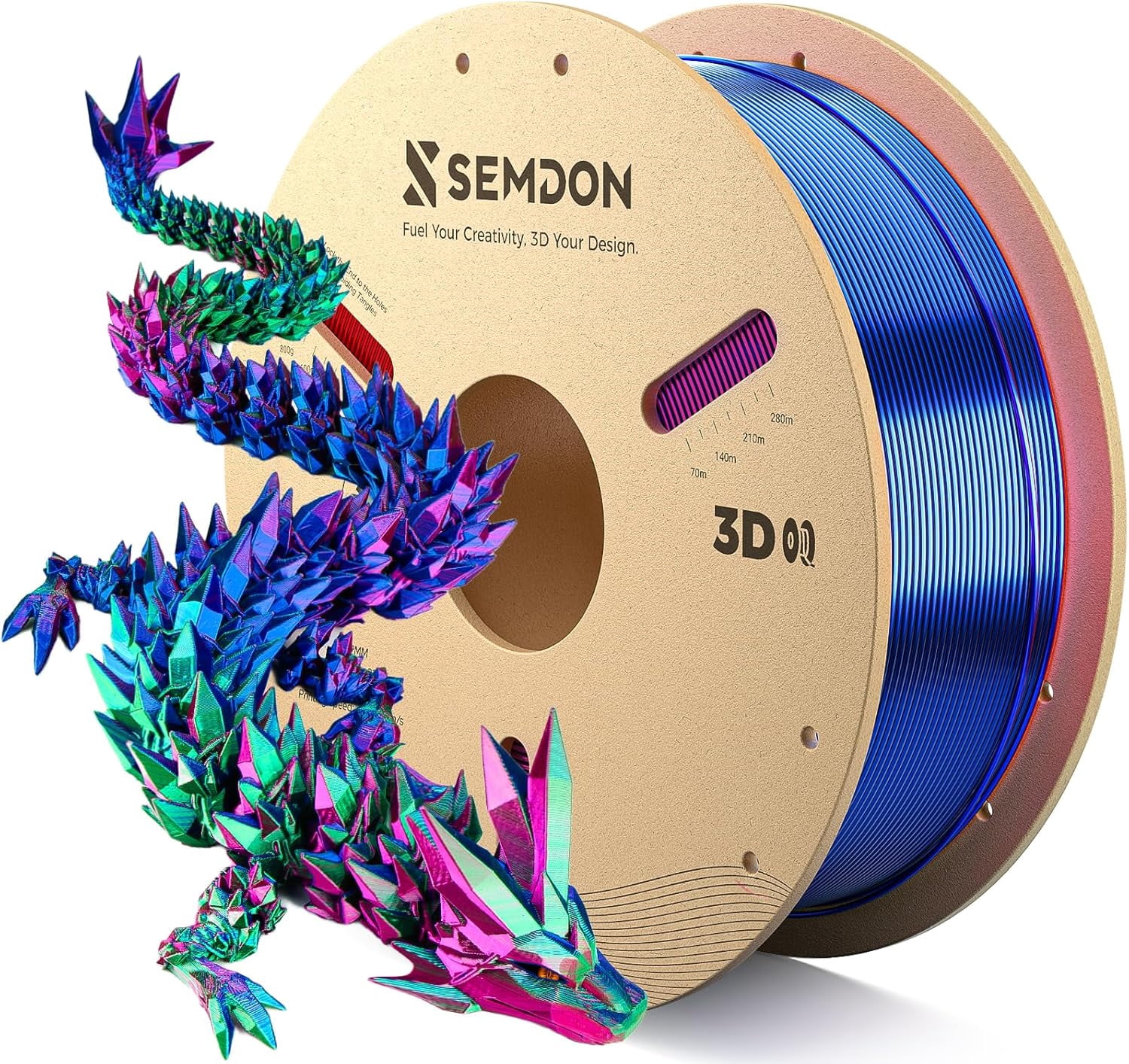 PLA Filament 1.75mm, Tri-Colors Gradient Rainbow Silk PLA Filament ±0.02mm - Metal 3D Printer Filament for Ender 3 V2, 3D Printer, Lithophane,1KG Spool(2.2lbs), Red/Blue/Green