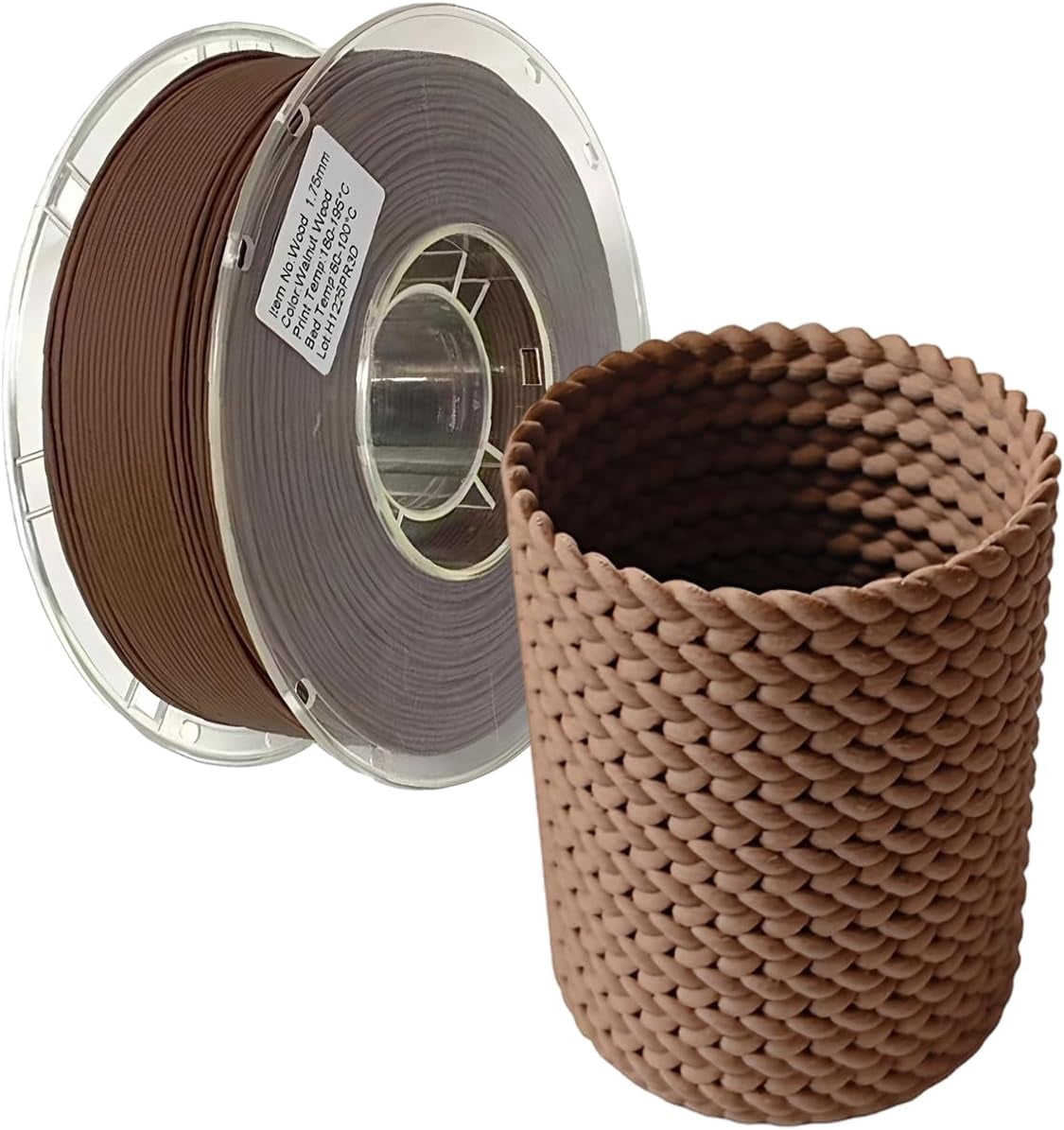 PLA Filament 1.75mm Walnut Wood 1KG, Real Wood Flour Added 3D Printer Filament, 1kg Spool(2.2lbs) Fits for Most FDM 3D Printers Walnut
