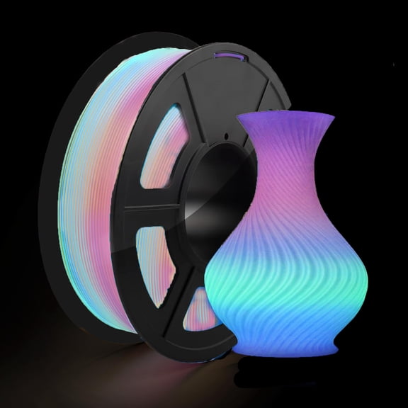 PLA Filament Glow in The Dark Multicolor, Rainbow PLA Filament, Gradient 3D Printer Filament Color Change, 250g(8.8oz) Spool