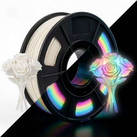 PLA Filament Glow in The Dark Multicolor, Rainbow PLA Filament, Gradient 3D Printer Filament Color Change, 250g(8.8oz) Spool