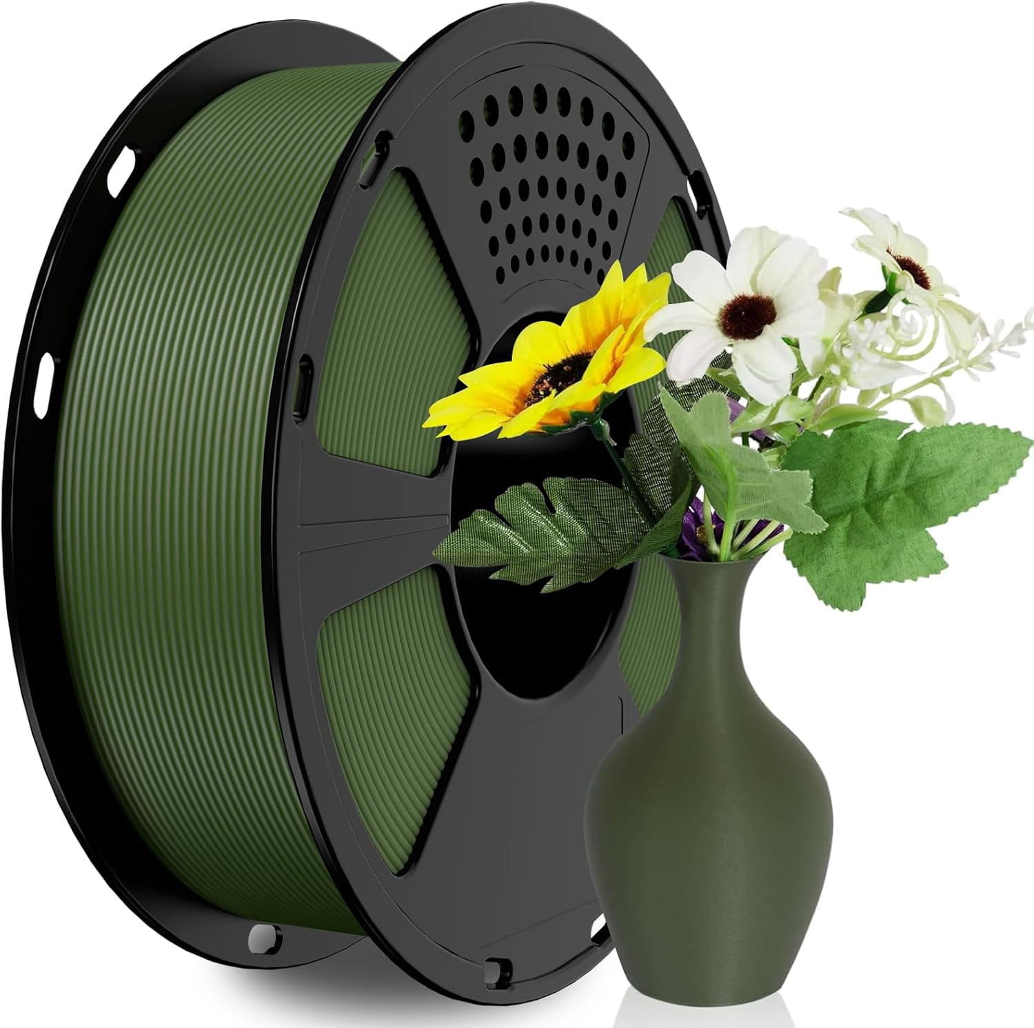 PLA Filament,Matte Green 3D Printer Filament 1.75mm, Matte PLA 1KG Spool(2.2lb),Dimensional Accuracy +/- 0.02 mm,3D Filament for Bambu Lab
