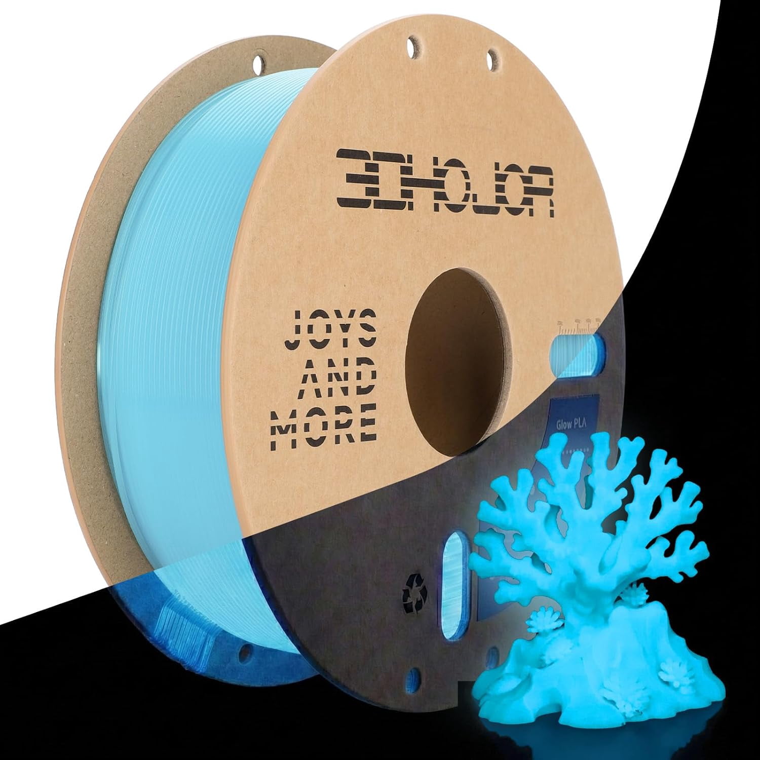 PLA Glow in The Dark Filament 1.75mm 1Kg, 3D Printing Luminous Dimensional Accuracy +/- 0.03mm, Fit Most FDM Printers- Blue