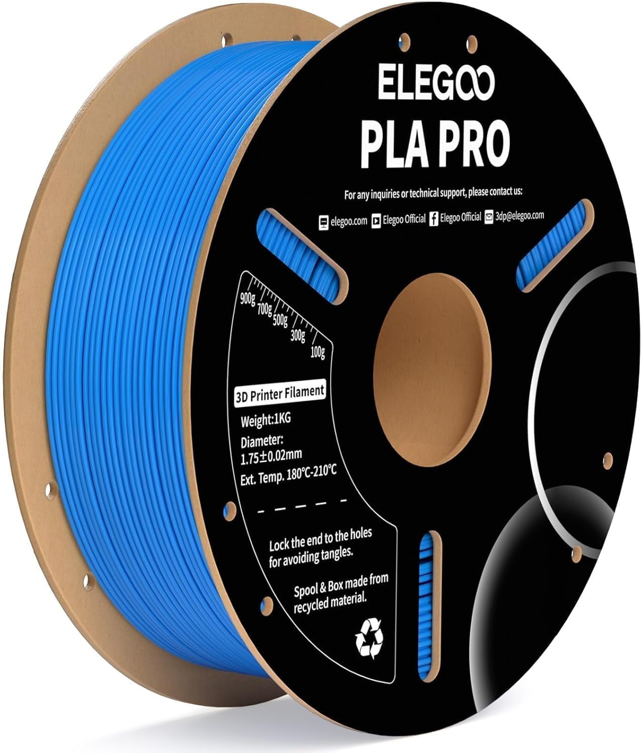 PLA PRO Filament 1.75mm Light Blue 1KG, 30-250mm/s Printing Speed Improved Rigidity 3D Printer Filament Dimensional Accuracy +/- 0.02mm, 1kg Spool (2.2lbs)