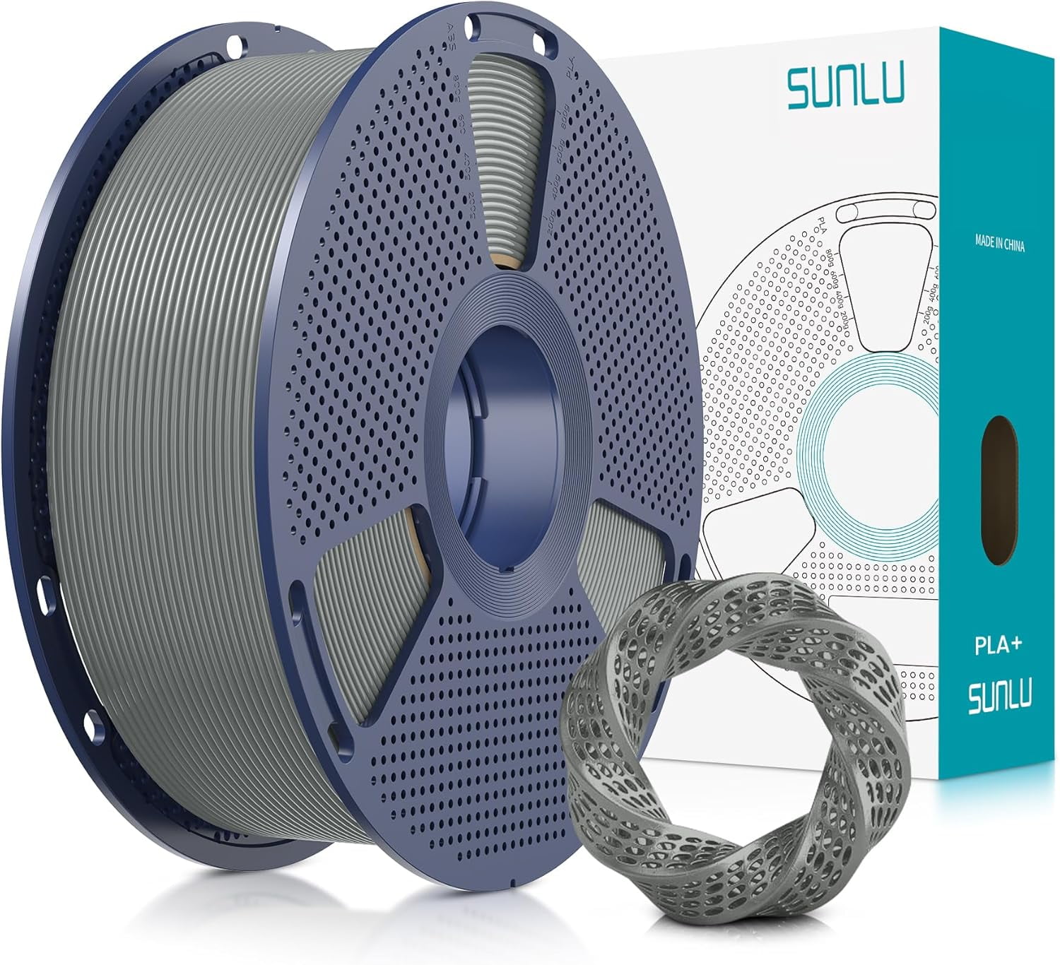PLA Plus Filament 1.75mm Grey 1KG, Neatly Wound 3D Printer Filament 1.75mm, PLA+ 1000g, Dimensional Accuracy +/- 0.02 mm, Fit Most FDM 3D Printers, 1kg Spool (2.2lbs), Grey