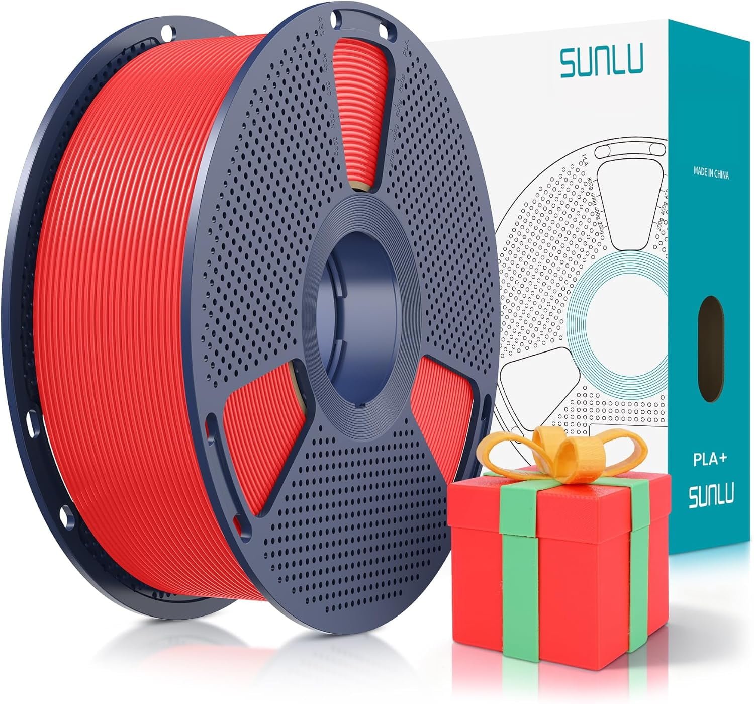 PLA Plus Filament 1.75mm Red 1KG, Neatly Wound 3D Printer Filament 1.75mm, PLA+ 1000g, Dimensional Accuracy +/- 0.02 mm, Fit Most FDM 3D Printers, 1kg Spool (2.2lbs), Red