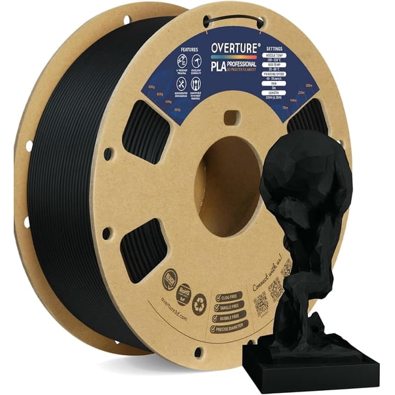 PLA Plus (PLA+) Filament 1.75mm Stronger & More Durable Professional Toughness 3D Printer 1kg (2.2lbs) High Precision +/- 0.02mm Tangle-Free (Black)