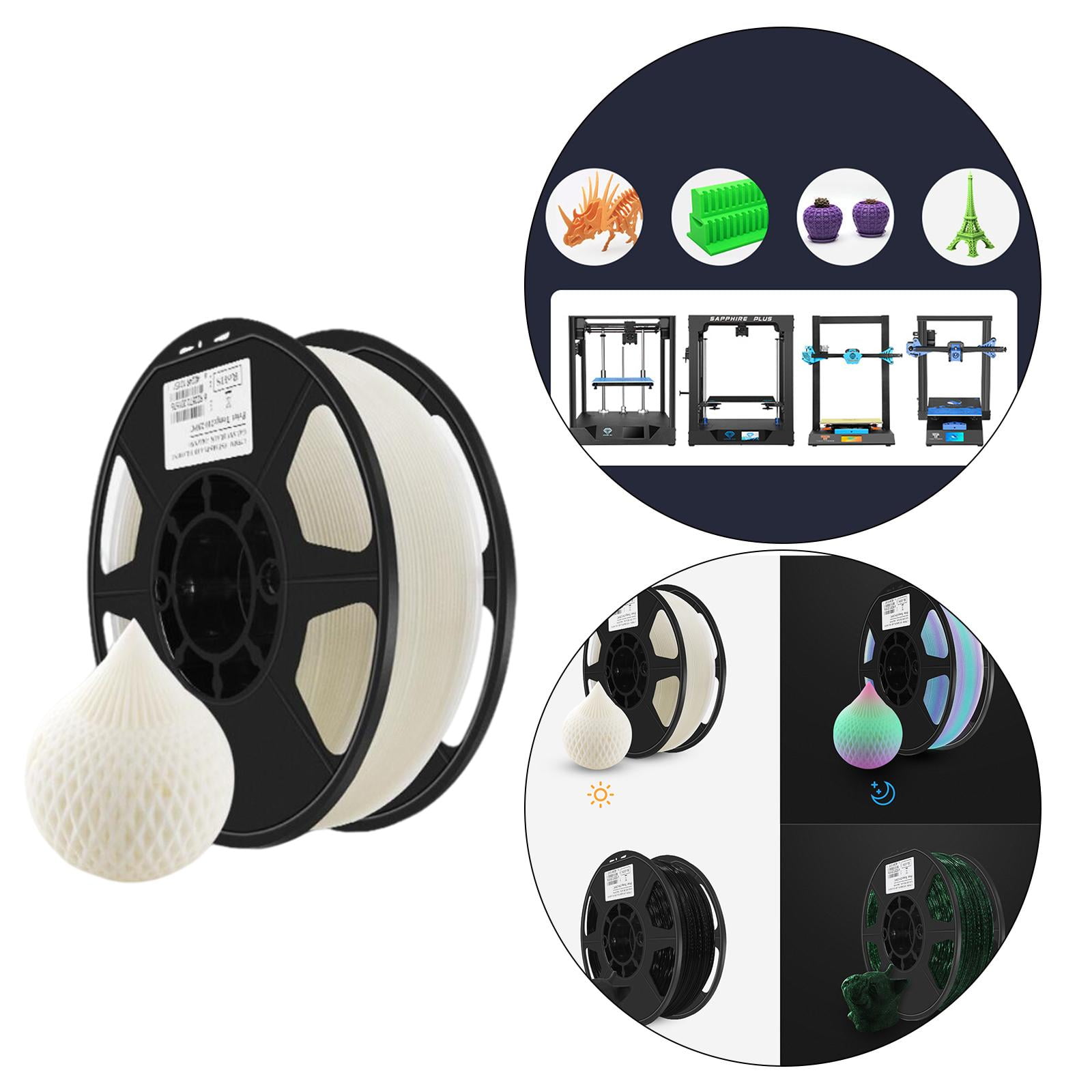 PLA Printing Supplies, Dimensional Accuracy +/mm ,Durable Clog High Quality for FDM 200x200x70, 200x200x70mm White