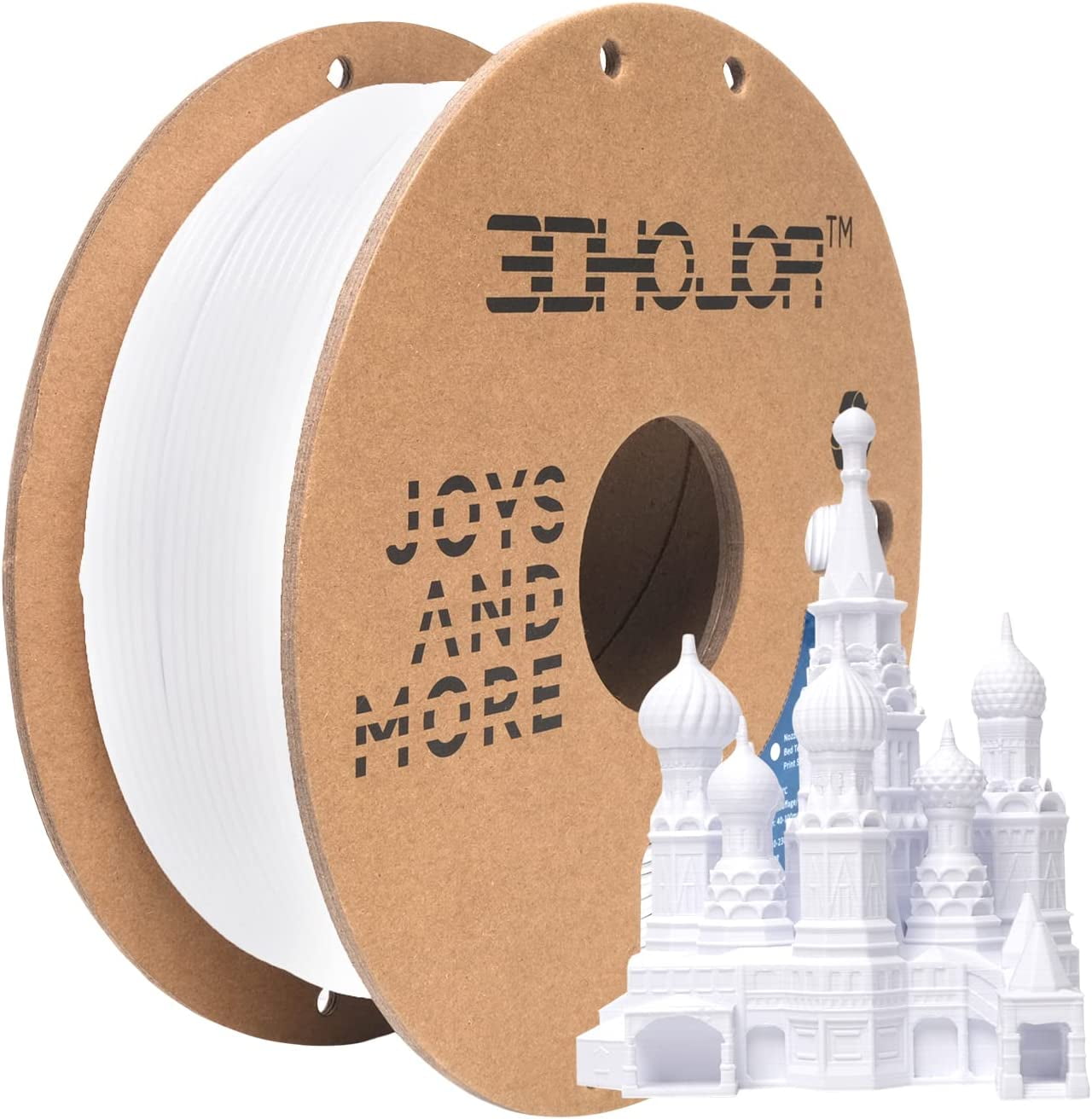 3DHoJor PLA Pro Filament 1.75mm Cold White,PLA Plus Filament, Odor Free, Clog Free 3D Printer Filament,1kg Cardboard Spool (2.2lbs), Dimensional Accuracy +/- 0.03 mm, Fit Most FDM