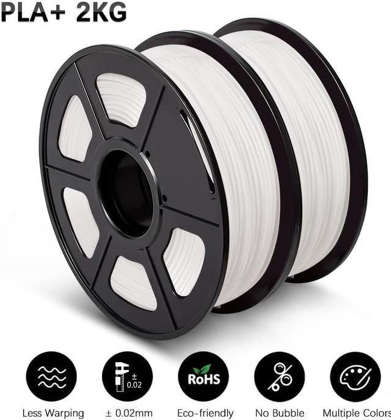 PLA White 3D Filament 1.75mm 1KG, 3D Printer Filament Dimensional Accuracy +/- 0.02mm (2.2lbs) 3D Printing Filament Fits for Most 3D Printers (2 Pack)