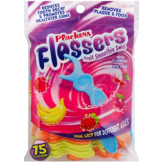 PLACKERS Flossers, Fruit Smoothie Swirl 75 ea