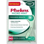 PLACKERS Micro Mint Freshens Breath, Dental Flossers Mint 90 Each Pack of 6