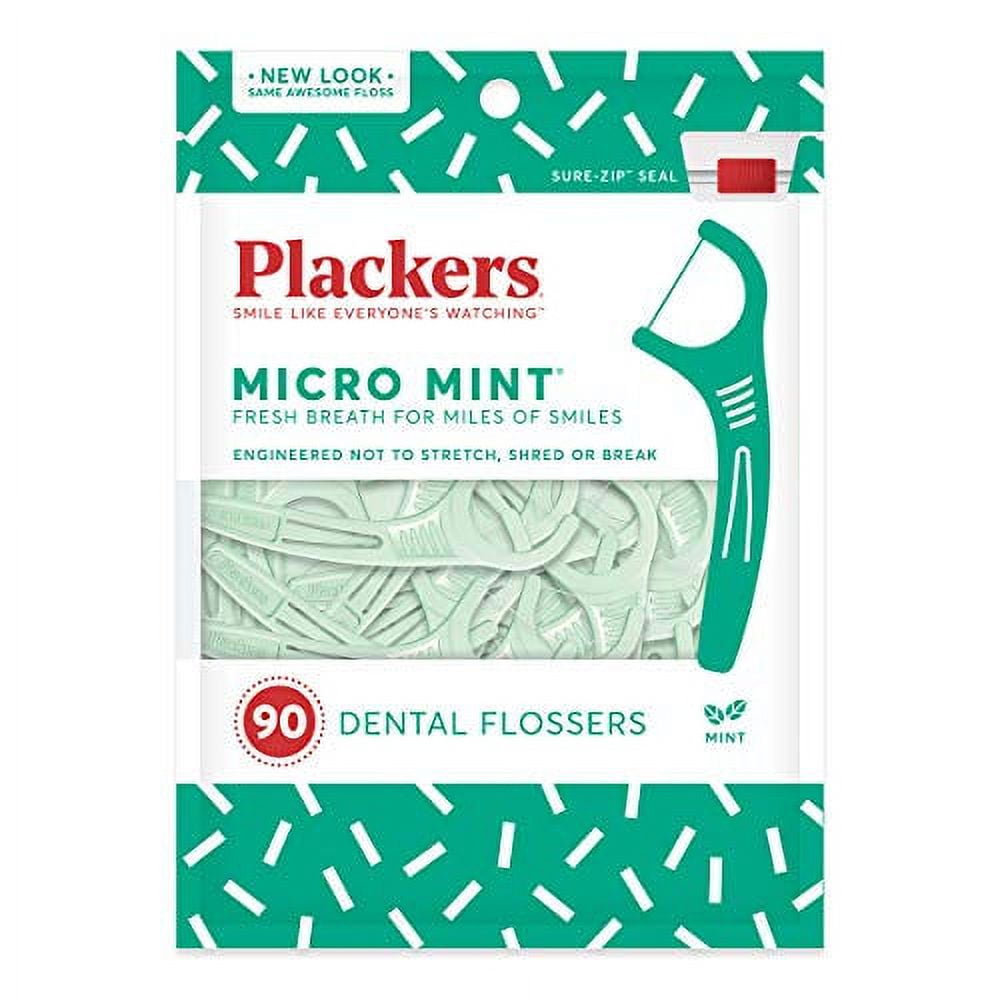 PLACKERS Micro Mint Freshens Breath, Dental Flossers Mint 90 Each