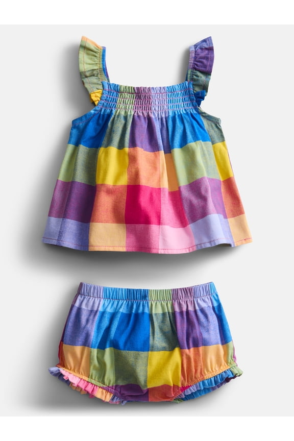Baby Girls Plaid Tank Top and Matching Shorts Set, 2-Piece, Sizes 0/3M-24M