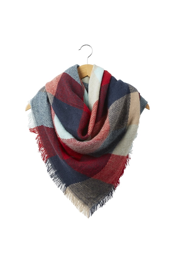 PLAID BLANKET SCARF - AQUAMARINE