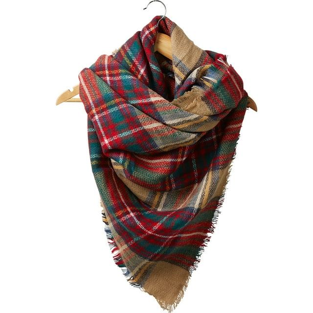 PLAID BLANKET SCARF - HAZELNUT
