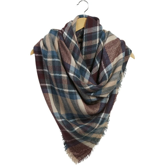 Contemporary Home Living 55" Tickled Pink Brown and Blue Mulberry Blanket Fashion Scarf