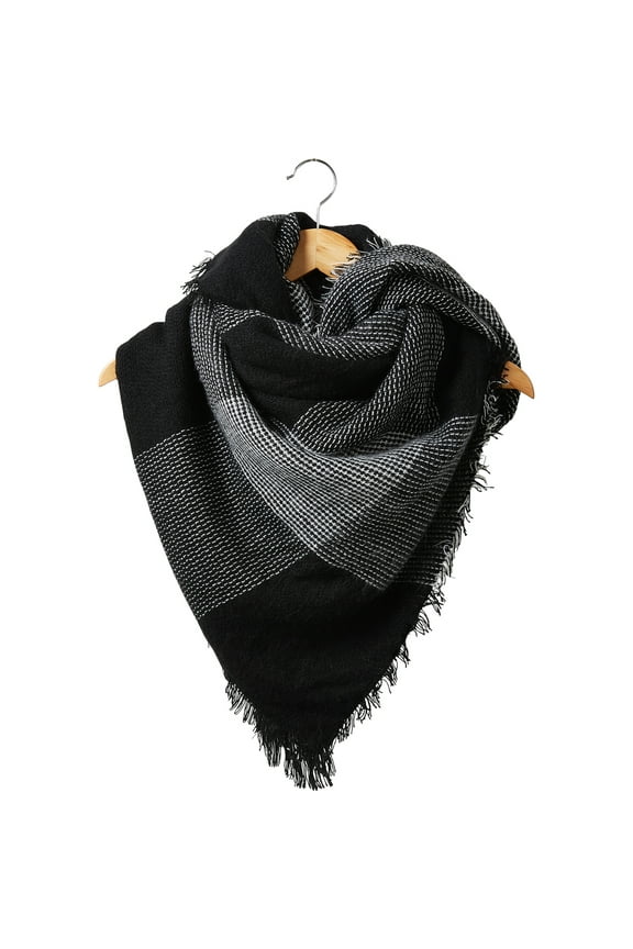 PLAID BLANKET SCARF - ONYX CHECK