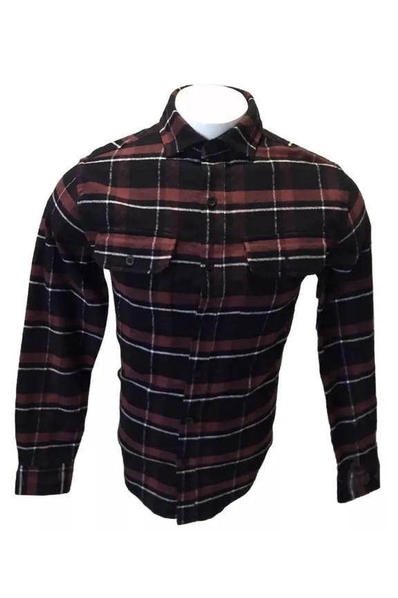 PLAID FLANNEL MEN LONG SLEEVE SHIRT  size S