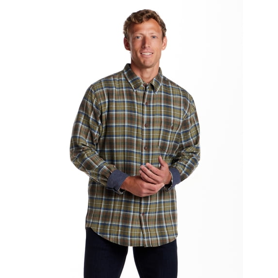 Frontier Threads Men's Long Sleeve Button Down Traditional Plaid Flannel