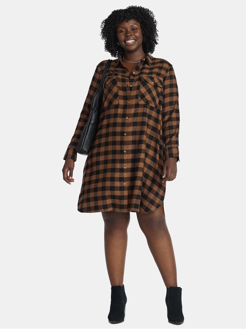 oversized checked shirt dress Plaid Oversized Shirt Dress
