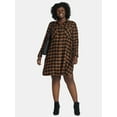 thumbnail image 1 of Terra & Sky Women's Plus Cotton Plaid Oversized Shirtdress, Sizes 0X-5X, 1 of 4
