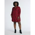 thumbnail image 1 of Terra & Sky Women's Plus Cotton Plaid Oversized Shirtdress, Sizes 0X-5X, 1 of 5