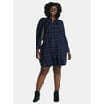 thumbnail image 1 of Terra & Sky Women's Plus Cotton Plaid Oversized Shirtdress, Sizes 0X-5X, 1 of 4