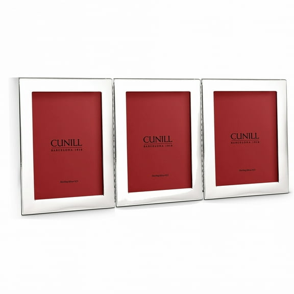 PLAIN Hinged Triple Fine Sterling Silver Wide 5x7 frame by Cunill - 5x7