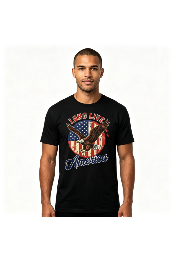 250th Anniversary Mens Patriotic T Shirts, Patriotic Long Live America Eagle Graphic Tee, Vintage Distressed USA Flag 1776 Short Sleeve Shirt, S-3XL