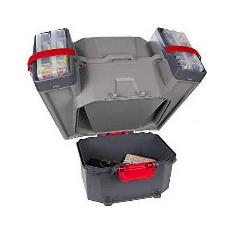 PLAM80700 Kayak V-Crate Tackle Box And Bait Storage, Premium Tackle Storage,  Grey/Red, One Size 