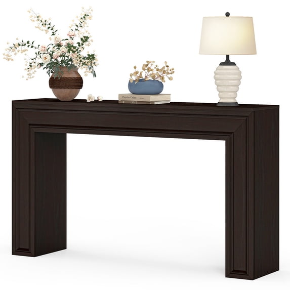 PLAMLE 55 Inch Console Table for Entryway, Narrow Sofa Table Behind Couch with Storage Shelf, Farmhouse Wooden Hallway Table for Living Room, Foyer, Small Spaces