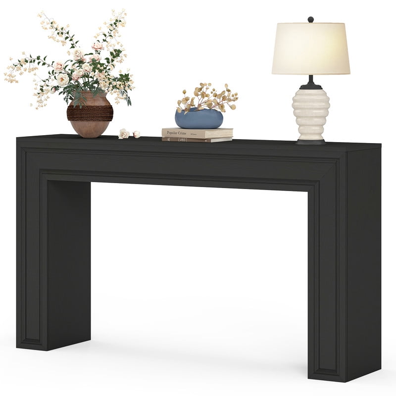 PLAMLE 55 Inch Console Table for Entryway, Narrow Sofa Table Behind Couch with Storage Shelf, Farmhouse Wooden Hallway Table for Living Room, Foyer, Small Spaces