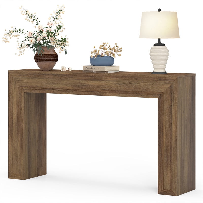PLAMLE 55 Inch Console Table for Entryway, Narrow Sofa Table Behind Couch with Storage Shelf, Farmhouse Wooden Hallway Table for Living Room, Foyer, Small Spaces