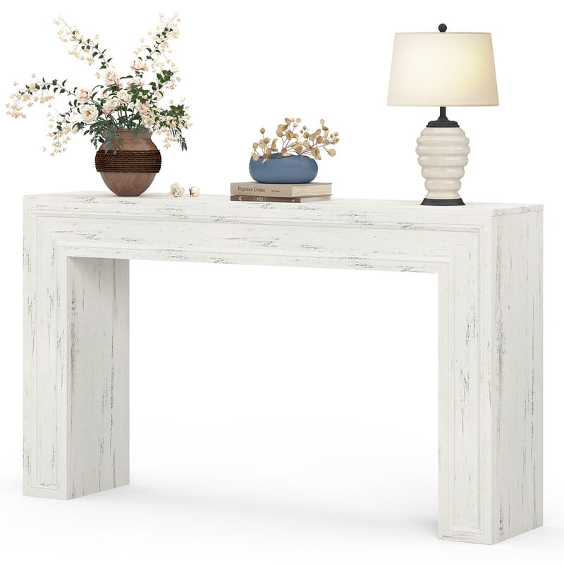 PLAMLE 55 Inch Console Table for Entryway, Narrow Sofa Table Behind Couch with Storage Shelf, Farmhouse Wooden Hallway Table for Living Room, Foyer, Small Spaces