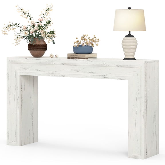 PLAMLE 55 Inch Console Table for Entryway, Narrow Sofa Table Behind Couch with Storage Shelf, Farmhouse Wooden Hallway Table for Living Room, Foyer, Small Spaces