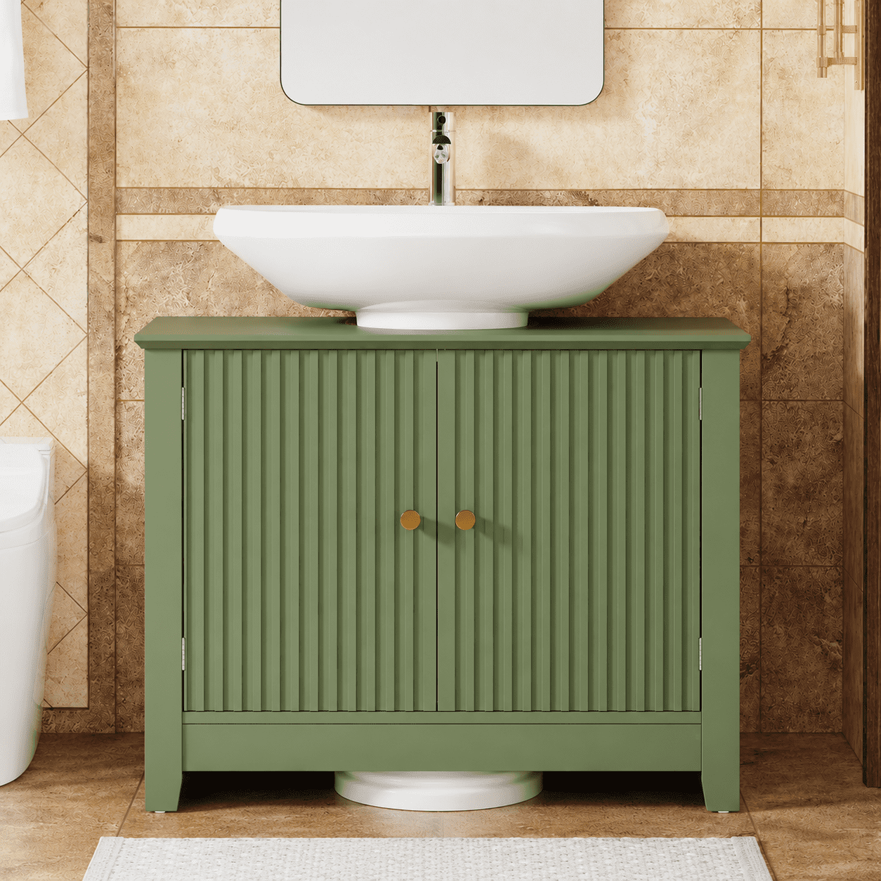 PLAMLE Bathroom Vanity Under Sink Pedestal with 2 Doors, Basin Cabinet with Adjustable Shelf,Pedestal Sink Bathroom Vanity Cabinet
