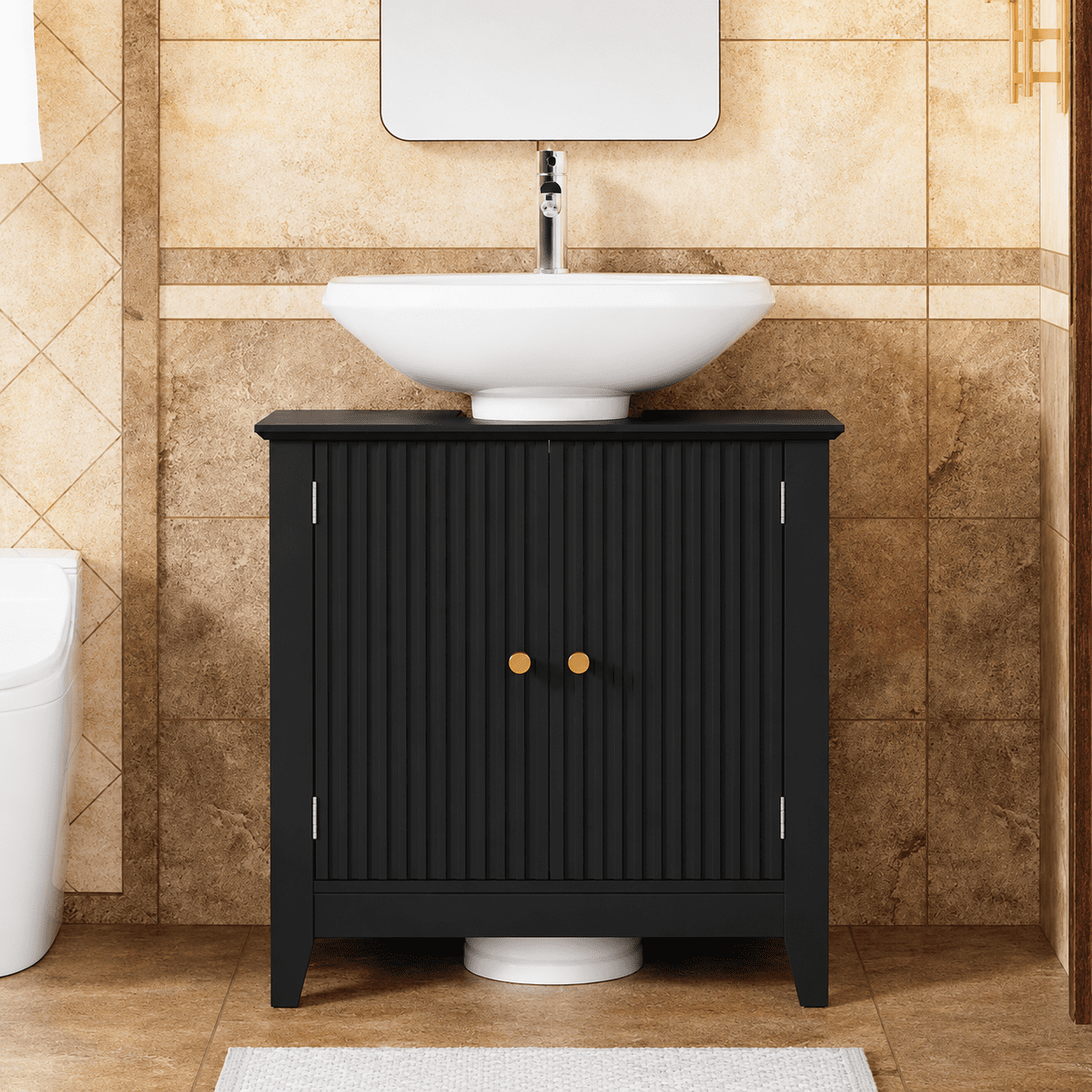 PLAMLE Bathroom Vanity Under Sink Pedestal with 2 Doors, Basin Cabinet with Adjustable Shelf,Pedestal Sink Bathroom Vanity Cabinet