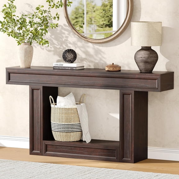 PLAMLE Console Table with Sensor Light, 2 Tier Entryway Table, Long Sofa Table with Storage for Living Room, Hallway, Foyer