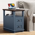 thumbnail image 1 of PLAMLE End Table for Living Room with 2 Drawers Farmhouse Narrow Sofa Side Table For Small Spaces Wooden Nightstand with Storage for Bedroom, Dorm, Office, 1 of 8