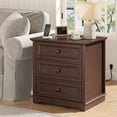 thumbnail image 1 of PLAMLE End Table for Living Room with 3 Drawers Storage Retro End Table Table with Charging Station Wooden Nightstand side End Table for Bedroom, 1 of 7