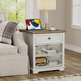 thumbnail image 1 of PLAMLE End Table for Living Room with Drawers Storage Retro Sofa Side Table with Charging Station Wooden Nightstand End Table, 1 of 8