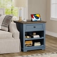 thumbnail image 1 of PLAMLE End Table for Living Room with Drawers Storage Retro Sofa Side Table with Charging Station Wooden Nightstand End Table, 1 of 7