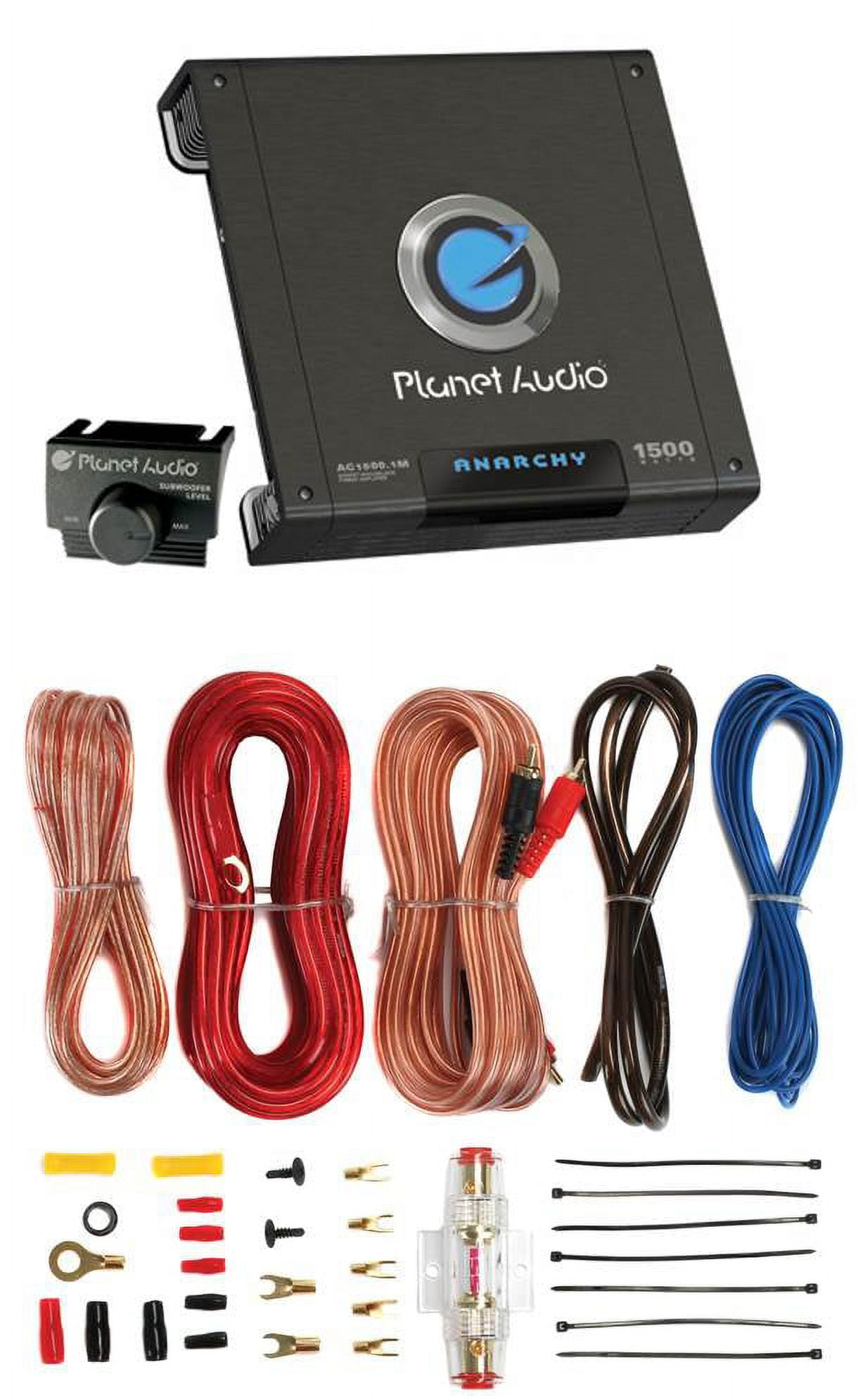 Belva BXA15001 1500W Max Monoblock Car Amplifier With 8 Gauge Amp Kit Installation Package