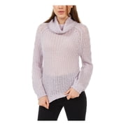 PLANET GOLD Womens Purple Knitted Printed Long Sleeve Cowl Neck T-Shirt S