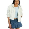 thumbnail image 1 of PLANET HEART Womens Cozy Faux Faux Fur Hoodie Fleece Jacket, White, Juniors, LARGE, 1 of 1
