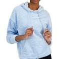 thumbnail image 1 of PLANET HEART Womens Embossed Plush Hoodie Sweatshirt, Blue, Juniors, Small, 1 of 1