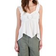 thumbnail image 1 of PLANET HEART Womens Rosette Hanky Hem Tank Top, White, Juniors, Large, 1 of 1